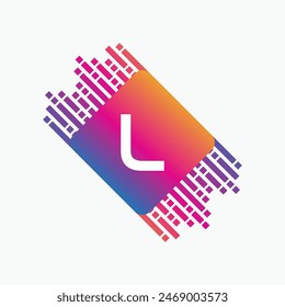 lettre L Logo avec élément de lecteur de musique Pulse. Logo template musique électronique, égaliseur, dj, discothèque, discothèque. Concept de logo d'onde audio, Multimédia