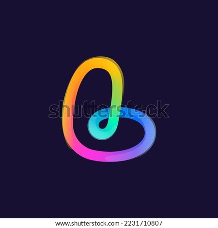 Letter L logo. Rainbow gradient one line icon. Overlapping multicolor emblem with glossy shine. Ideal for colorful app, street art design, bright advertising, toy packaging, multimedia identity.