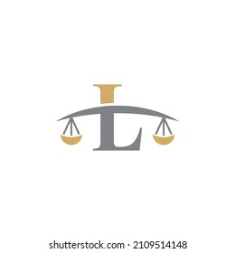 Letter L Logo With Scale of Justice Logo Icon 003