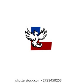 Letter L logo shaped like a rising phoenix bird. Bold vector symbol for rebirth, strength, insurance, and investment company branding