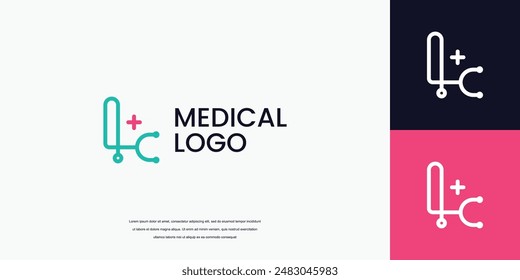 letter L logo with stethoscope icon medical healthcare logo