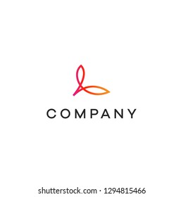 Letter L logo technology geometric, colorful logo template - vector