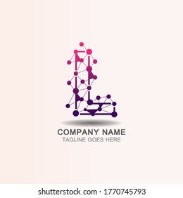 Letter L logo with Technology template concept network icon vector