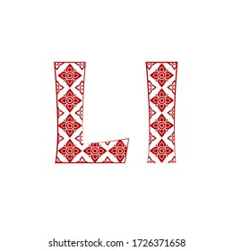 Diseño de plantillas de logotipo de carta L hecho a partir de un patrón de arte tailandés de línea.