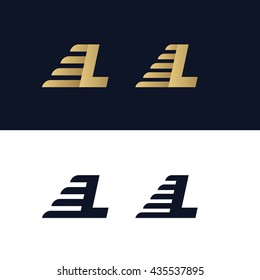 Letter L logo template. Fast speed stripe design element vector illustration. Corporate branding identity