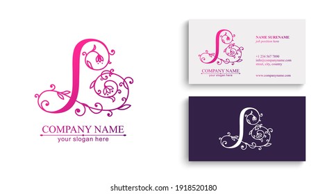 Letter L logo template. Monnogram, delicate floral design. Personal logo. Vector design.