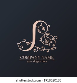 Logo-Vorlage Letter L. Monnogramm, zartes Blumendesign. Persönliches Logo. Vektordesign.