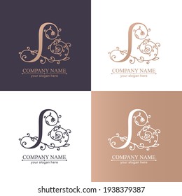 Letter L logo template. Monnogram, delicate floral design. Personal logo. Vector design.