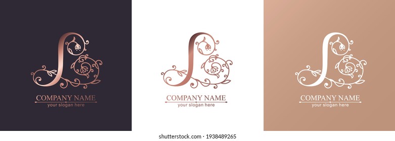 Logo-Vorlage Letter L. Monnogramm, zartes Blumendesign. Persönliches Logo. Vektordesign.