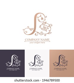 Plantilla de logotipo de carta L. Monnograma, delicado diseño floral. Logo personal. Diseño de vectores.