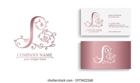 Letter L logo template. Monnogram, delicate floral design. Personal logo. Vector design.