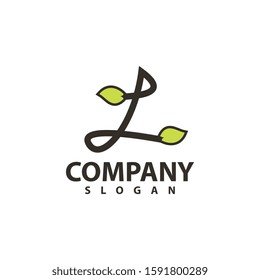 letter l logo template, tree leaf design vector