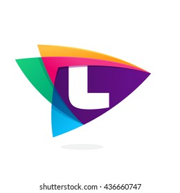 Letter L logo in triangle intersection icon. Multicolor vector alphabet letters for app icon, corporate identity, card, labels or posters.