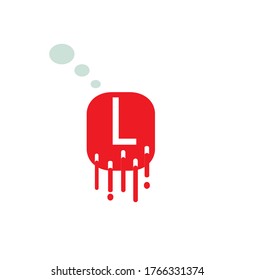 Letter L logo type in red color design concept illustration, on blood style