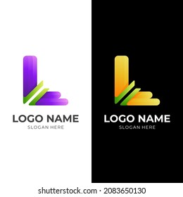 letter L logo vector with 3d colorful style