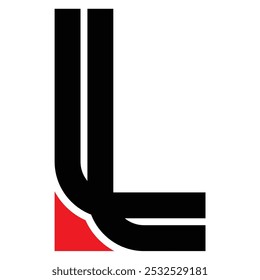 LETRA L LOGO VECTOR COMBINACIÓN DE LÍNEA ROJA Y NEGRA