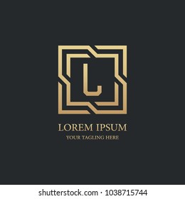 Letter L Logo Vector Design. Geometric Luxury Gold Symbol Icon Template.