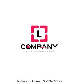 Letter L Logo Vector Design Illustration with Company Name and Your Text Here Logo Template on white background.