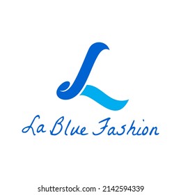 letter L logo vector luxury fashion with flat blue color style