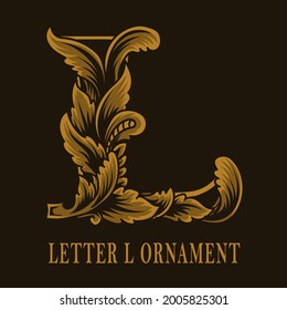 Letter L logo vintage ornament style