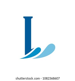 Letter L Logo With Wave, L + Splash, Logo Template Ready For Use