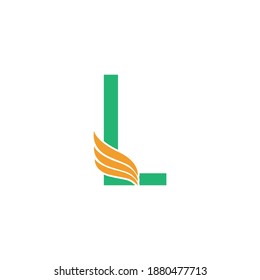 Logo de la carta L con ilustración de diseño de icono de ala