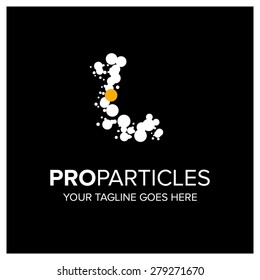 Letter l logo. Yellow Dot Highlighted in symbol .Abstract Alphabet particles logotype vector design.