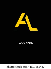 Letter A and L logo yelow icon, dark background, design template elements