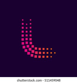 Letter L logo.Dots logo colorful,pixel shape logotype vector design