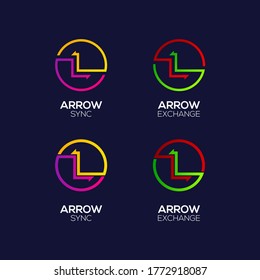 Logotipo de carta L con flechas dos direcciones conectan las formas Circle, logotipo de inversión financiera y Exchange, símbolo de sincronización de recarga para su empresa de negocios e identidad corporativa