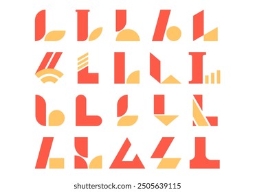 Conjunto de elementos de logotipo de letra L
