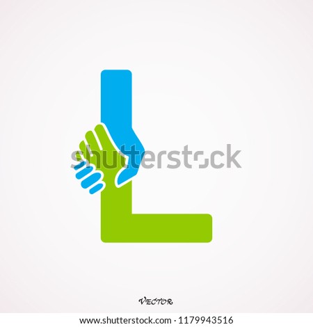 Letter L logotype handshake, abstract logo icon design, ready symbol creative vector sign.