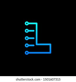 Letter L logotype monoline Technology, digital, electronics, chip, connection concept. Modern Logo Technology for Business. Logotypes of Digital combining with circuit . - vector