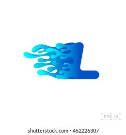 letter L logo,water,splash,waves