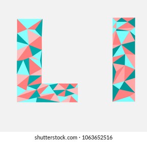 Letter L ,low poly alphabet,geometric style.Abstract vector.