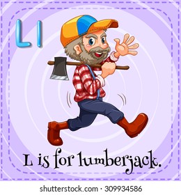 Letter L is for lumberjack illustration
