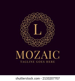 letter L luxurious circular lace elegance vector logo design