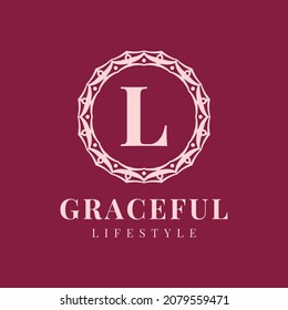 letter L luxurious feminine circle badge vector logo design