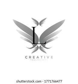 Letter L Luxury Black Thin Wing Logo Template