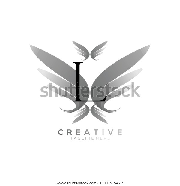 Letter L Luxury\
Black Thin Wing Logo\
Template