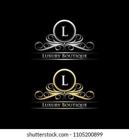 Letter L Luxury Boutique Silver and Gold Logo 