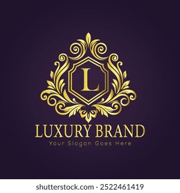 Conceito de logotipo de ouro de luxo da letra L