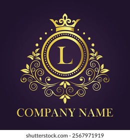 Letter L luxury gold logo concept