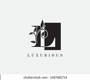 Letter L Luxury Logo. Black and White L With Classy Leaves Shape design perfect for fashion, Jewelry, Beauty Salon, Cosmetics, Spa, Hotel and Restaurant Logo. 