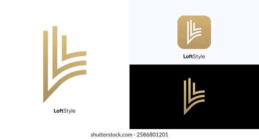 Letter L luxury logo, geometric shapes initial L logo for architecture, finance, real estate, cryptocurrency, corporate branding, architecture, construction, real estate. symbol vector illustration.