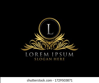 Letter L Luxury Logo. Monogram design elements, graceful template. Calligraphic elegant badge design. Business sign for Royalty, Letter Stamp, Boutique, Cafe, Hotel, Heraldic, Jewelry, Wedding.