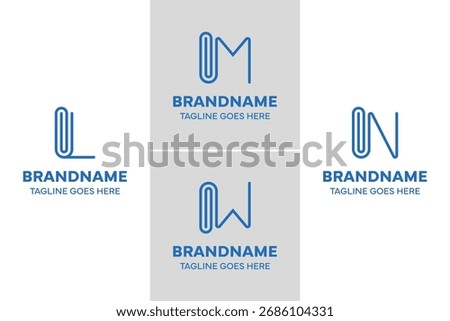 Letter L M N W Paperclip Logo, symbolizing connection, organization, and creativity