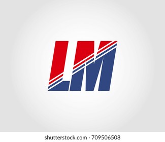 Letter L and M red and blue combination logo