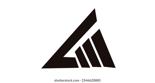 Letra L y triángulo M símbolo geométrico simple logo Vector