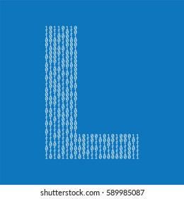 Letter L made from binary code data